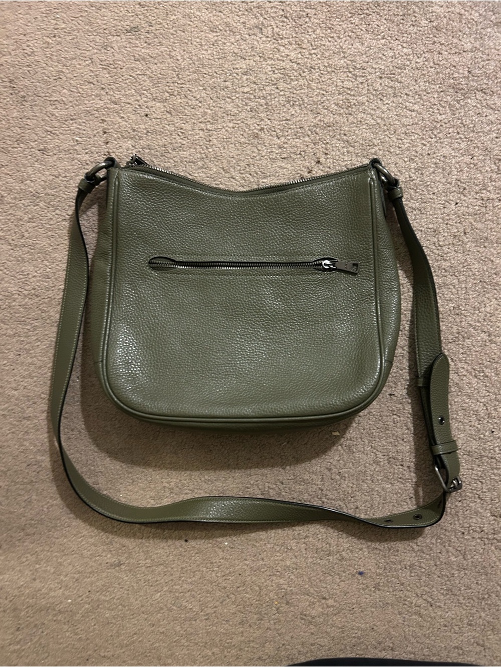 Coach Olive-Tone Pebbled Leather Crossbody with Silver Hardware - Picture 2 of 4